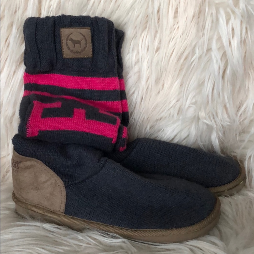 Victoria’s Secret Rare Love Pink Grey Pink Boots M